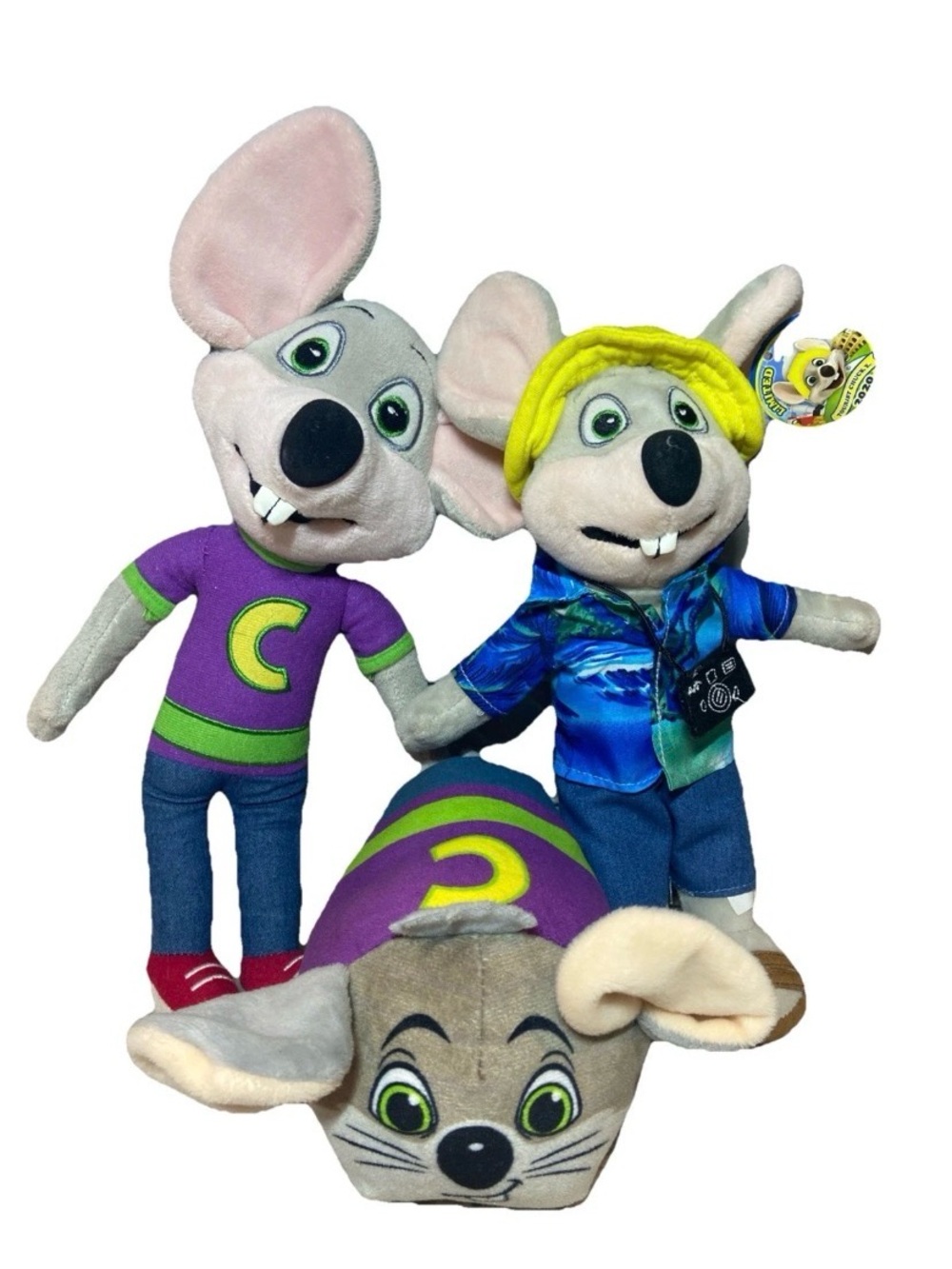 Chuck E Cheese lot of 3 plush stuffed animals